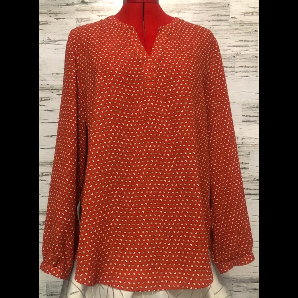 Adrianna Papell patterned Rust blouse size: L